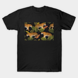 Orange Tiger on Black T-Shirt